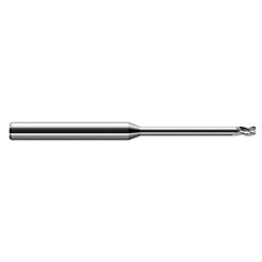 Miniature End Mills - Long Reach, Stub Flute - 0.0930″ (3/32″) Cutter Diameter × 0.0150″ (1/64″) Radius × 0.1390″ Length of Cut × 0.9500″ Reach Carbide Corner Radius End Mill, 3 Flutes - Exact Industrial Supply