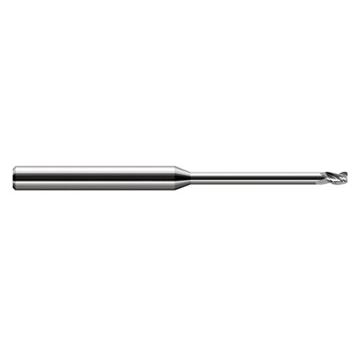 Miniature End Mills - Long Reach, Stub Flute - 0.0780″ (5/64″) Cutter Diameter × 0.0200″ Radius × 0.1170″ Length of Cut × 0.4060″ (13/32″) Reach Carbide Corner Radius End Mill, 3 Flutes