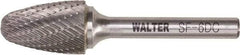 WALTER Surface Technologies - 5/8" Cut Diam, 1/4" Shank Diam, Tree Head Double Cut Burr - Tungsten Carbide, 1" LOC, 4" OAL - Apex Tool & Supply