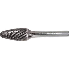 WALTER Surface Technologies - 3/8" Cut Diam, 1/4" Shank Diam, Tree Head Single Cut Burr - Tungsten Carbide, 3/4" LOC, 4-3/8" OAL - Apex Tool & Supply