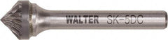 WALTER Surface Technologies - 1/2" Cut Diam, 1/4" Shank Diam, Cone Head Double Cut Burr - Tungsten Carbide, 1/4" LOC, 4-1/4" OAL - Apex Tool & Supply