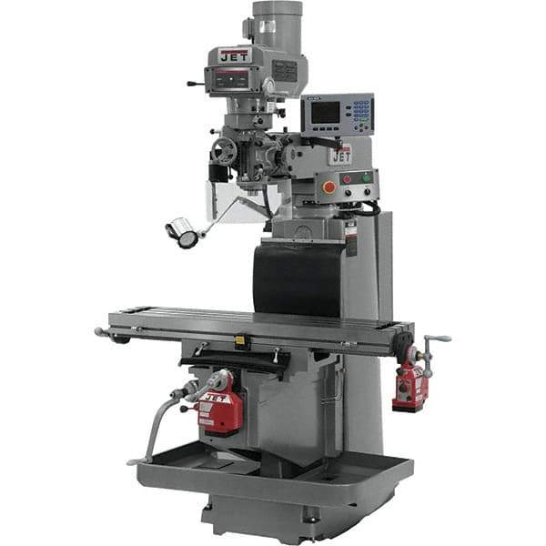 Jet - 54" Table Width x 12" Table Length, Variable Speed Pulley Control, 3 Phase Knee Milling Machine - R8 Spindle Taper, 5 hp - Apex Tool & Supply