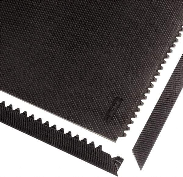 Notrax - 3' Long x 2" Wide x 1/2" Thick, Anti-Fatigue Modular Matting Tiles - Male, 4 Interlocking Sides, Black, For Dry Areas, Series 041 - Apex Tool & Supply