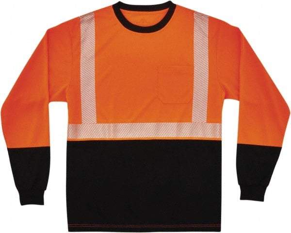 Ergodyne - Size M, Orange/Black, High Visibility, Long Sleeve T-Pocket, - 36 to 38" Chest, 1 Pocket, Polyester - Apex Tool & Supply