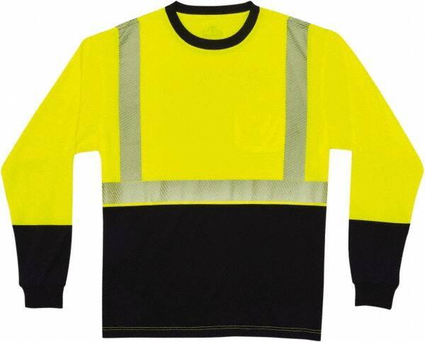 Ergodyne - Size M, Lime/Black, High Visibility, Long Sleeve T-Pocket, - 36 to 38" Chest, 1 Pocket, Polyester - Apex Tool & Supply