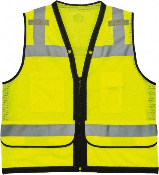 Ergodyne - Size S/M High Visibility Lime Mesh Surveyor's Vest - 36 to 44" Chest, ANSI 107-2015 Type R Class 2, Zipper Closure, 7 Pockets, Polyester - Apex Tool & Supply