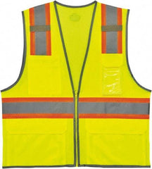 Ergodyne - Size S/M High Visibility Lime Mesh Surveyor's Vest - 36 to 44" Chest, ANSI 107-2015 Type R Class 2, Zipper Closure, 6 Pockets, Polyester - Apex Tool & Supply