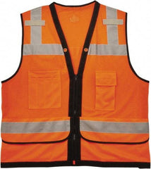 Ergodyne - Size L/XL High Visibility Orange Mesh Surveyor's Vest - 44 to 52" Chest, ANSI 107-2015 Type R Class 2, Zipper Closure, 7 Pockets, Polyester - Apex Tool & Supply