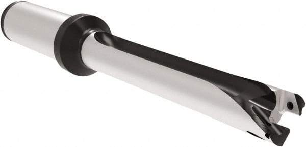 Allied Machine and Engineering - Series 15, 15 to 15.99mm Diam, 20mm Diam Straight Shank with Flange, Straight Flute Spade Drill - 159.9mm Max Depth, 239.5mm OAL, Long Length, Through Coolant - Apex Tool & Supply