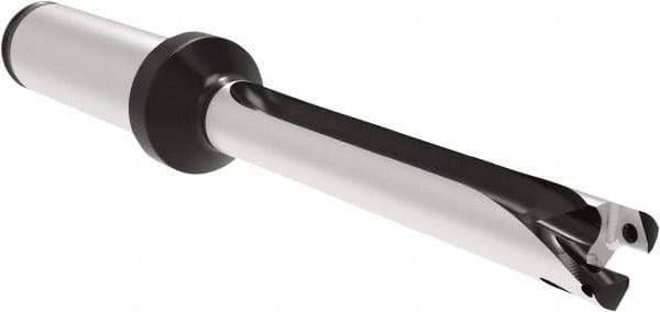 Allied Machine and Engineering - Series 11, 11 to 11.99mm Diam, 16mm Diam Straight Shank with Flange, Straight Flute Spade Drill - 119.9mm Max Depth, 196.4mm OAL, Long Length, Through Coolant - Apex Tool & Supply
