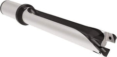 Allied Machine and Engineering - Series 24, 24 to 25.99mm Diam, 1" Diam Straight Shank with Flange, Straight Flute Spade Drill - 10.2323" Max Depth, 11.582" Body Length, 14-1/32" OAL, Long Length, Through Coolant - Apex Tool & Supply