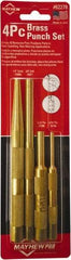 Mayhew - 4 Piece, 3/16 to 3/8", Assorted Brass Punch Kit - Round Shank, Brass, Comes in Carded - Apex Tool & Supply