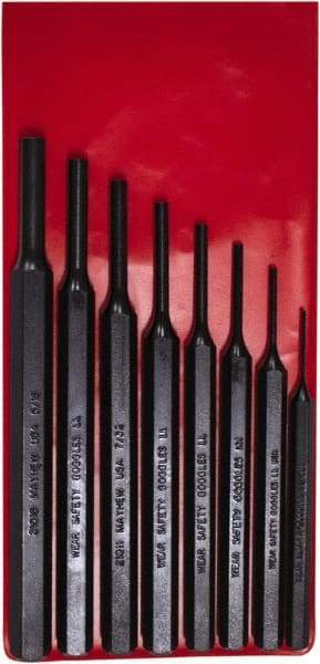 Mayhew - 8 Piece, 1/16 to 5/16", Pro Pin Punch Kit - Round Shank, Steel, Comes in Pouch - Apex Tool & Supply