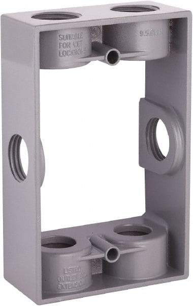 Hubbell-Raco - 1 Gang, (6) 1/2" Knockouts, Aluminum Rectangle Device Box - 4-9/16" Overall Height x 1.344" Overall Depth, Weather Resistant - Apex Tool & Supply