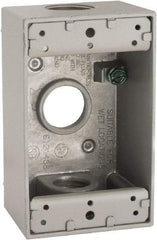 Hubbell-Raco - 1 Gang, (3) 3/4" Knockouts, Aluminum Rectangle Device Box - 4-1/2" Overall Height x 2" Overall Depth, Weather Resistant - Apex Tool & Supply