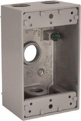 Hubbell-Raco - 1 Gang, (4) 1/2" Knockouts, Aluminum Rectangle Device Box - 4-1/2" Overall Height x 2" Overall Depth, Weather Resistant - Apex Tool & Supply