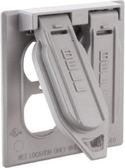 Hubbell-Raco - 2 Outlet, Powder Coat Finish, Rectangle Weather Resistant Box Cover - 1" Long x 4-17/32" Wide x 4-17/32" High, Wet Location, Aluminum, UL Listed - Apex Tool & Supply