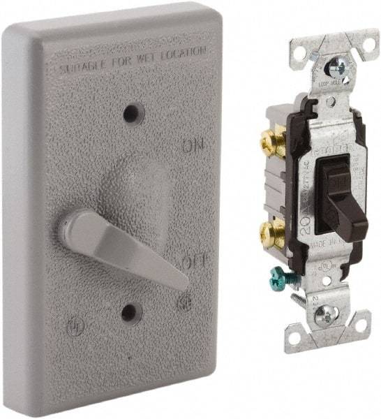 Hubbell-Raco - 1 Outlet, Powder Coat Finish, Rectangle Weather Resistant Box Cover - 0.859" Long x 2.828" Wide x 4.609" High, Wet Location, Aluminum, CSA Certified & UL Listed - Apex Tool & Supply