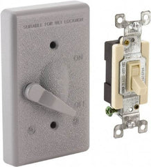 Hubbell-Raco - 1 Outlet, Powder Coat Finish, Rectangle Weather Resistant Box Cover - 0.859" Long x 2.828" Wide x 4.609" High, Wet Location, Aluminum, CSA Certified & UL Listed - Apex Tool & Supply