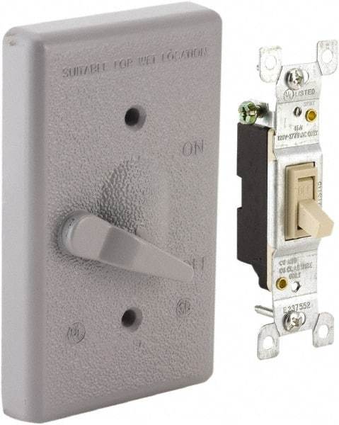 Hubbell-Raco - 1 Outlet, Powder Coat Finish, Rectangle Weather Resistant Box Cover - 0.859" Long x 2.828" Wide x 4.609" High, Wet Location, Aluminum, CSA Certified & UL Listed - Apex Tool & Supply