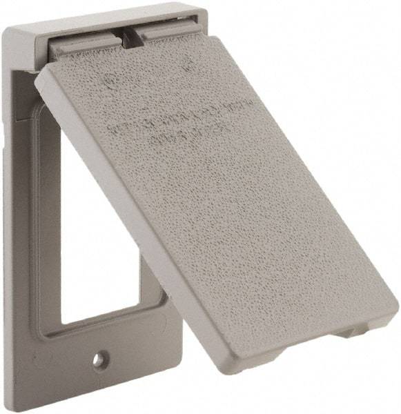 Hubbell-Raco - 1 Outlet, Powder Coat Finish, Rectangle Weather Resistant Box Cover - 0.797" Long x 2-3/4" Wide x 4-1/2" High, Wet Location, Aluminum, UL Listed - Apex Tool & Supply