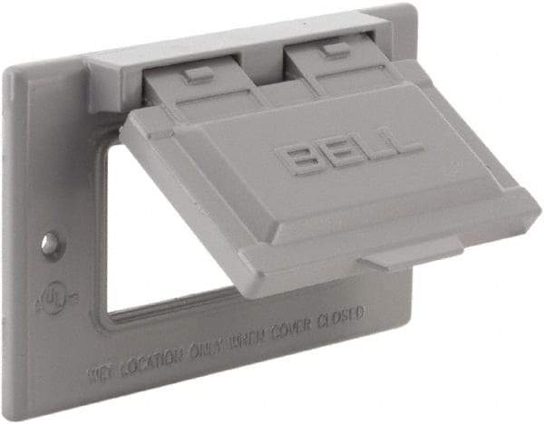 Hubbell-Raco - 1 Outlet, Powder Coat Finish, Rectangle Weather Resistant Box Cover - 3/4" Long x 4-9/16" Wide x 2-13/16" High, Wet Location, Aluminum, UL Listed - Apex Tool & Supply