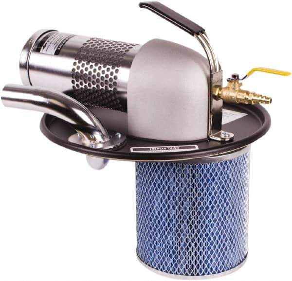 Guardair - Air Powered Wet/Dry Drum Vacuum Head - 10' Hose Length, 1-1/4" Vacuum Hose Fitting, 100" Water Lift, Use with 1-1/2" Hoses - Apex Tool & Supply