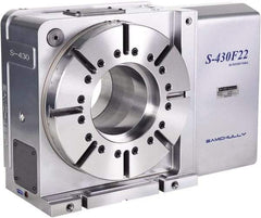 Samchully - 1 Spindle, 658mm Horizontal & Vertical CNC Rotary Table - 1000 kg (2200 Lb) Max Horiz Load, 410mm Centerline Height, 372mm Through Hole - Apex Tool & Supply