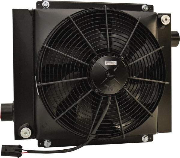 AKG Thermal Systems - SAE #20, 1 Fan Mount, Liquid-To-Air Aluminum Brazed Process Equipment Heat Exchanger - Oil Cooler, Ethylene Glycol/Water Mixture Cooler, 18" High x 20.47" Wide x 9.96" Deep, 91,681 BTU/Hr, 250°F Max - Apex Tool & Supply