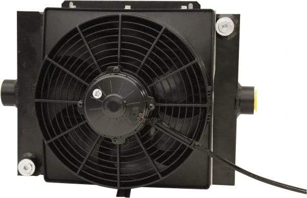 AKG Thermal Systems - SAE #16, 1 Fan Mount, Liquid-To-Air Aluminum Brazed Process Equipment Heat Exchanger - Oil Cooler, Ethylene Glycol/Water Mixture Cooler, 13" High x 15.75" Wide x 7.23" Deep, 50,934 BTU/Hr, 250°F Max - Apex Tool & Supply