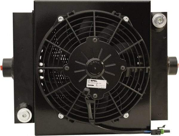 AKG Thermal Systems - SAE #12, 1 Fan Mount, Liquid-To-Air Aluminum Brazed Process Equipment Heat Exchanger - Oil Cooler, Ethylene Glycol/Water Mixture Cooler, 11" High x 13.78" Wide x 6.02" Deep, 25,467 BTU/Hr, 250°F Max - Apex Tool & Supply