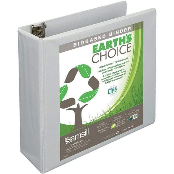 Samsill - 575 Sheet Capacity, 8-1/2 x 11", View Ring Binder - Polypropylene, White - Apex Tool & Supply