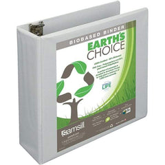 Samsill - 575 Sheet Capacity, 8-1/2 x 11", View Ring Binder - Polypropylene, White - Apex Tool & Supply