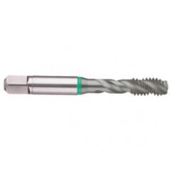 M10x1.5 6H 3-Flute Cobalt Green Ring Semi-Bottoming 40 degree Spiral Flute Tap-TiCN - Apex Tool & Supply