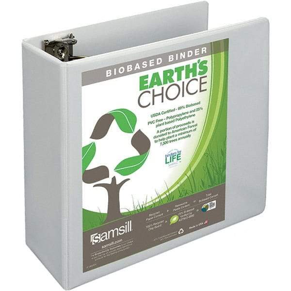 Samsill - 700 Sheet Capacity, 8-1/2 x 11", View Ring Binder - Polypropylene, White - Apex Tool & Supply