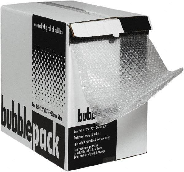 Made in USA - 50' Long x 24" Wide x 1/2" Thick, Bubble Roll - Clear - Apex Tool & Supply