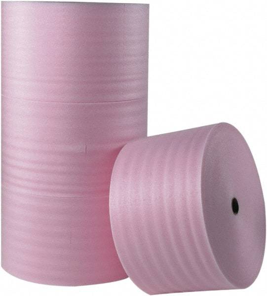 Made in USA - 250' Long x 12" Wide x 1/4" Thick, Polyethylene Foam - Pink - Apex Tool & Supply