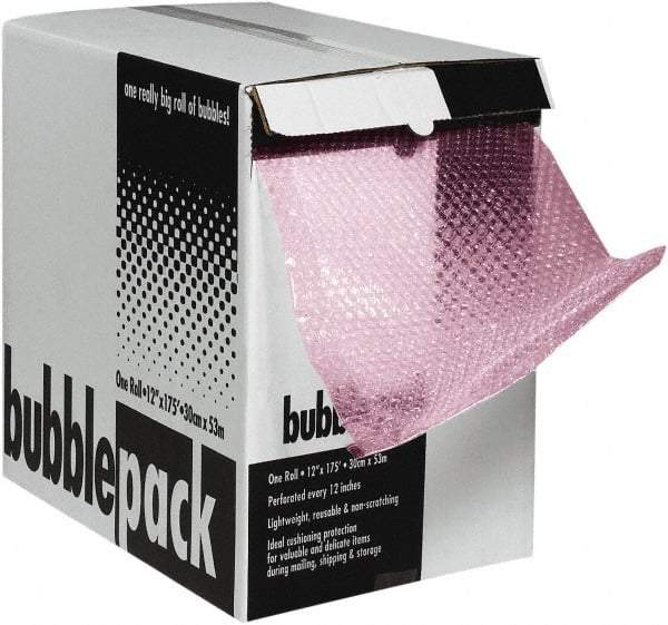 Made in USA - 600" Long x 24" Wide, Antistatic Bubble Roll - Pink, Standard Grade - Apex Tool & Supply
