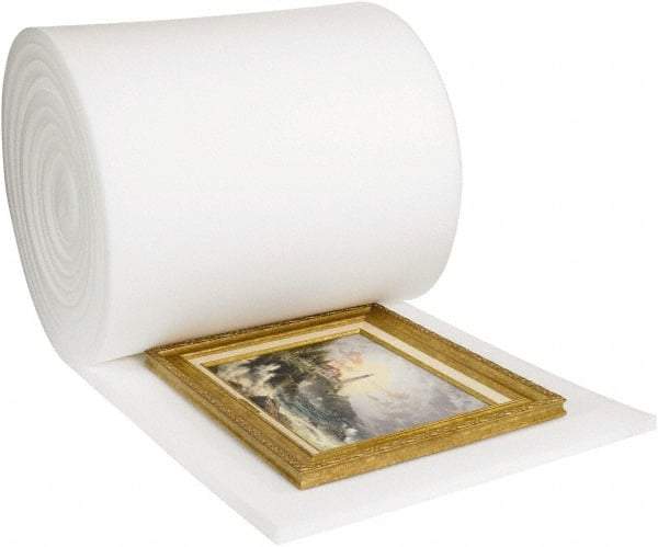 Made in USA - 18' Long x 24" Wide x 2" Thick, Foam Roll - White - Apex Tool & Supply