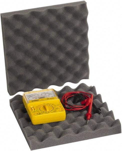 Made in USA - 10" Wide x 2" Thick, Convoluted Foam - Charcoal - Apex Tool & Supply