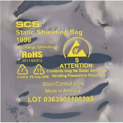 Made in USA - 3" Long x 2" Wide, 3.1 mil Thick, Open Top Static Shield Bag - Transparent, Metal-In, Standard Grade - Apex Tool & Supply