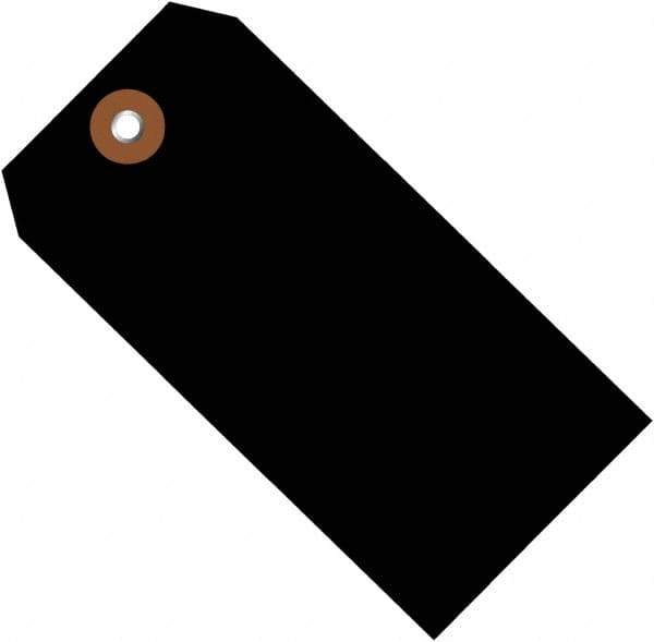 Made in USA - 6-1/4" High x 3-1/8" Long, Safety & Facility Blank Tag - Black Vinyl - Apex Tool & Supply