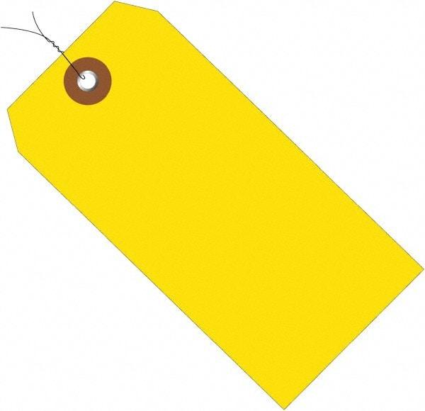 Made in USA - 4-3/4" High x 2-3/8" Long, Safety & Facility Blank Tag - Yellow Vinyl - Apex Tool & Supply
