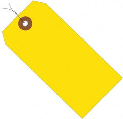 Made in USA - 4-3/4" High x 2-3/8" Long, Safety & Facility Blank Tag - Yellow Vinyl - Apex Tool & Supply