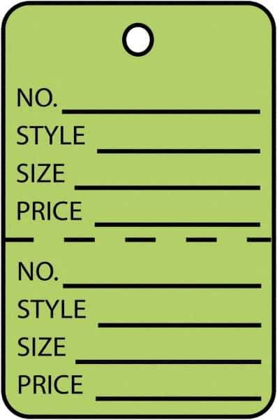 Made in USA - 1-1/4" High x 1-7/8" Long, General Information, English Safety & Facility Retail Tag - Green Cardstock - Apex Tool & Supply