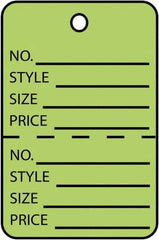 Made in USA - 1-3/4" High x 2-7/8" Long, General Information, English Safety & Facility Retail Tag - Green Cardstock - Apex Tool & Supply