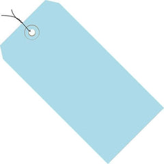 Made in USA - 5-1/4" High x 2-5/8" Long, Safety & Facility Blank Tag - Light Blue Cardstock - Apex Tool & Supply