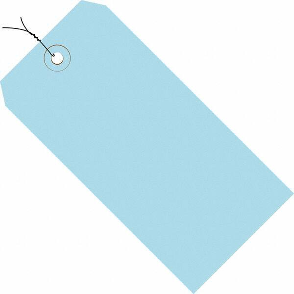 Made in USA - 3-1/4" High x 1-5/8" Long, Safety & Facility Blank Tag - Light Blue Cardstock - Apex Tool & Supply