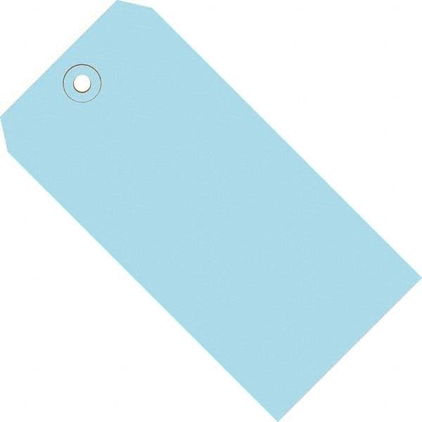 Made in USA - 5-1/4" High x 2-5/8" Long, Safety & Facility Blank Tag - Light Blue Cardstock - Apex Tool & Supply