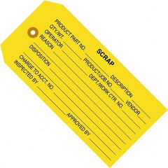 Made in USA - 4-3/4" High x 2-3/8" Long, Scrap, English Safety & Facility Inspection Tag - Yellow Cardstock - Apex Tool & Supply